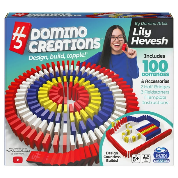 H5 Domino Creations 100-Piece Set by Lily Hevesh, Family Game for Adults  and Kids Ages 5 and up