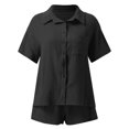 thumbnail image 7 of ibiyuan Womens Lounge Sets 2 Piece Outfits Women's Casual Summer Shorts Set Comfortable Two Piece Outfit Button Down Shirt with Pocket Shorts Versatile Spring Wear, 7 of 7