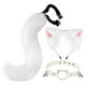 thumbnail image 3 of Conjunto de orejas y cola de gato y zorro con cascabel para disfraz de carnaval Blanco, 3 of 9