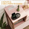 thumbnail image 3 of Jojoka 9-Drawers Dresser with Power Outlets, Metal Frame and Fabric Drawers for Bedroom, Wood Top Cabinet for Closet, Nursery, Pink, 3 of 7