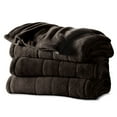 thumbnail image 1 of Sunbeam Electric Heated Plush Channeled Blanket, Dual Controls, Queen, Walnut, 1 of 4