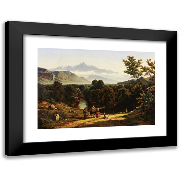 Johann Jakob Biedermann 24x18 Black Modern Framed Museum Art Print Titled - Travelers in a Valley