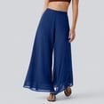 thumbnail image 5 of Summer Palazzo Pants for Women Dressy Casual Elastic High Waisted Wide Leg Chiffon Pants, XL, 5 of 7