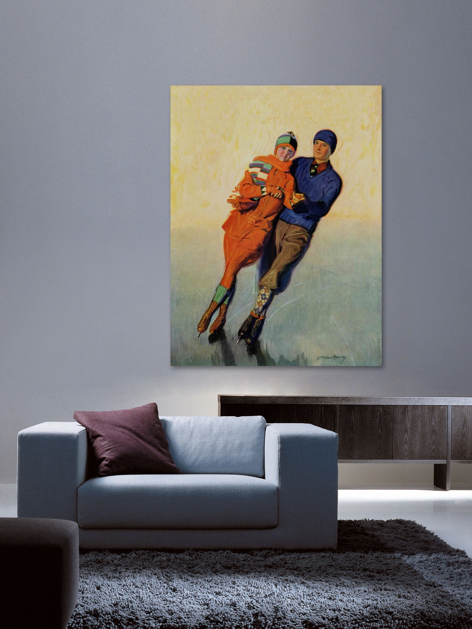 Marmont Hill Skating Couple by McClelland Barclay Painting Print on Canvas