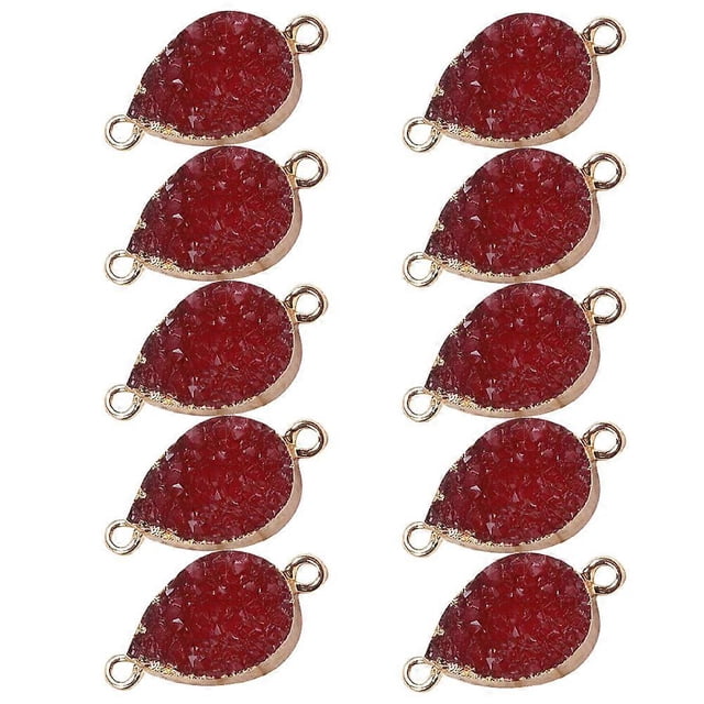 Water Drop Pendant Crystal for Necklace Making 10Pcs Red Double Hook