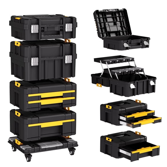 AIRAJ 4-Tier Stackable Rolling Tool Box with Wheels and Drawers Heavy-Duty Tool Chest 755 lbs Tool Storage for Garage Workshop