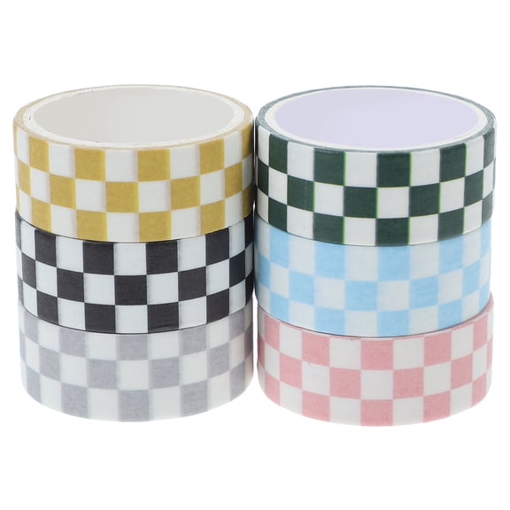 Topbathy 6 Rolls Washi Tape Self Adhesive ul Checkerboard Decorative Scrapbook and Wrap Tape Checkered Border for DIY Crafts