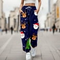 thumbnail image 2 of Fiaer Christmas Women's Sweatpants Baggy Plus Size Funny Graphic Xmas Pants Santa Printed Trendy Trousers Dark Blue XXL, 2 of 4