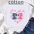 thumbnail image 2 of Ropa para niños kawaii Ohana Stitch Disney Lilo Stitch dibujos animados niños camisetas de algodón camisetas de verano camisetas blancas y negras, 2 of 5