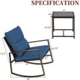 thumbnail image 5 of SUNCROWN Outdoor Furniture 3-Piece Rocking Bistro Set Brown Wicker with Cushions & Glass Coffee Table (Navy Blue), 5 of 6