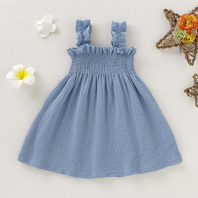 LSLJS Toddler Kids Baby Girls Cute Solid Color Breathable Ruffles Elastic Band Suspenders Dress Skirt, Princess Dresses