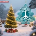 thumbnail image 2 of Stylish Metal Hanging Christmas Tree Wind Spinner - Intricate Branch & Root Design Teal Background Modern Abstract Aesthetic for Garden Decor, 2 of 7