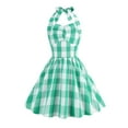 thumbnail image 1 of Robes pour Filles Été Sans Manches à Carreaux Roses Mode Quotidienne Robe de Demoiselle d'Honneur Verte 3-4 Ans, 1 of 3