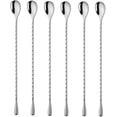 thumbnail image 1 of 6 Pcs 12 Inch Bar Mixing Spoon Cocktail Spoon Stainless Steel Bar Long Spoon With Spiral Pattern By Torubia - Silver, 1 of 6