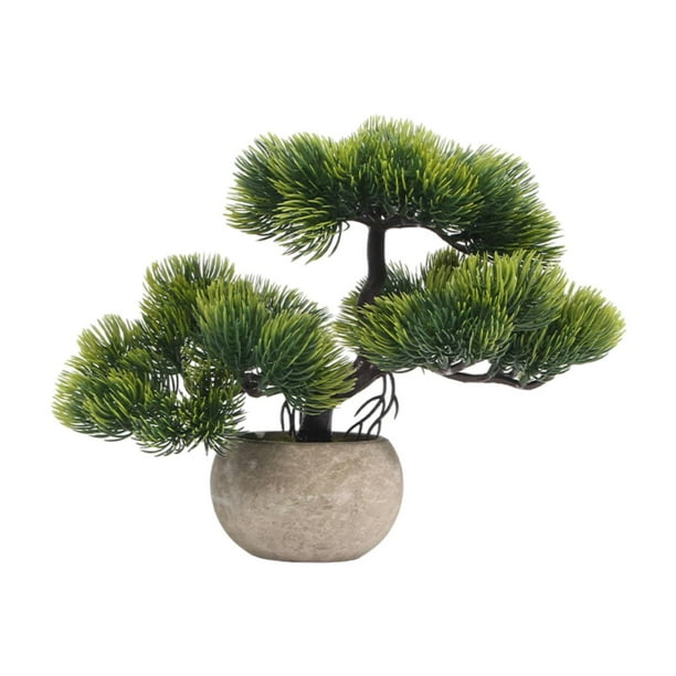 bonsái artificial, bonsái falso coleccionable, plantas artificiales, bonsái verde para interior, estantería de escritorio para oficina Verde oscuro