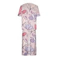 thumbnail image 6 of Women's Pajama Set Short Sleeve Pants Under $15 Casual Printed Sleeveless Round Neck Top Set, 6 of 7