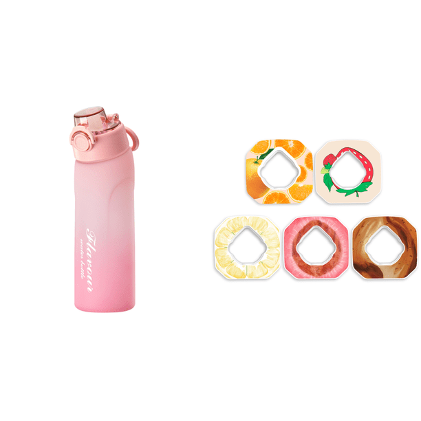 Botella de agua de 750ML y fragancia de frutas sin BPA Fitness al aire libre rosa