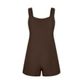 thumbnail image 5 of Virmaxy Womens Class Fit Short Jumpsuit Summer Pocket Suspender Shorts Bodysuit Bib Pants Bodysuit Shorts Summer Zipper Pocket Suspender Shorts Jumpsuit Strap Pants Brown XS, 5 of 7