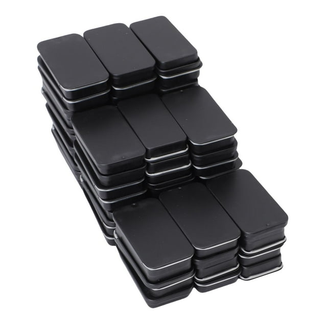 Caja De Lata Con Tapa Deslizante, Recipientes De Lata Pequeños, Reutilizables, Multiusos, Color Negro, Resistentes, Para Joyería Artesanal, 60 Uds.