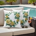 thumbnail image 4 of Yellow Rose Outdoor Waterproof Pillow Covers, Flower Floral Spring Watercolor Green Leaf Decorative Square Throw Pillowcase Sofa Cushion Sham for Patio/Couch/Chair, 18"x18" 2 Pack, 4 of 8