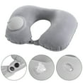 thumbnail image 3 of Pillow Air Cushion Self Inflating Button Travel Neck Inflatable Plane Car Train Portable Soft U Shaped Travel Flocking Fabric, 3 of 6