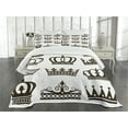 thumbnail image 3 of Ambesonne King Quilted Bedspread Set 3 Pcs, Royalty Crowns, King Size, Dark Green Brown White, 3 of 5