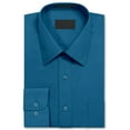 thumbnail image 2 of Men's Dress Shirt Long Sleeve Regular Fit Button Up Pocket Solid Standard Cuff Turquoise, 2 of 2