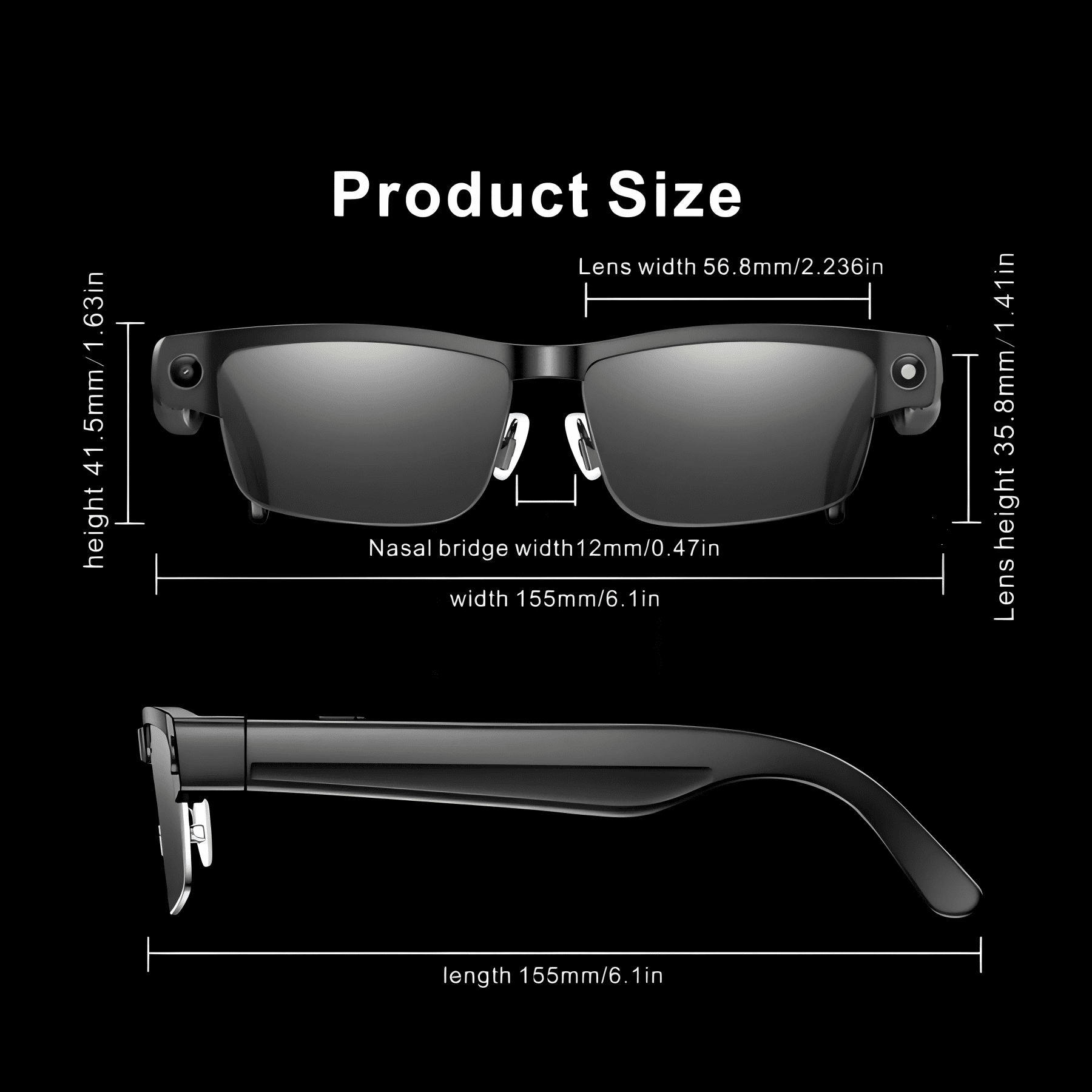 AI-Powered Smart Bluetooth  Sunglasses - 144-Language Translation, ChatGPT Voice, 1080P Camera, Open-Ear Audio, UV Protection, Wifi, Anti-Blue Light for Travel Men Women