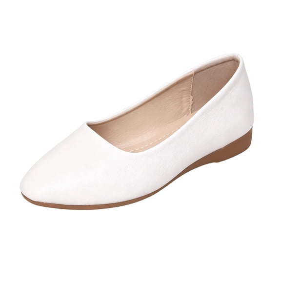 EKVAHL Orthopedic Ballet Flats for Women, Slip On Arch Support Dress Shoes, Round Toe Office Travel Daily Walking Flats White