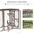 thumbnail image 3 of PawHut Wooden Outdoor Cat House Catio Kitten Enclosure Indoor Cage with Asphalt Roof, Multi-Level Platforms and Large Enter Door - 71"L, Brown, 3 of 9