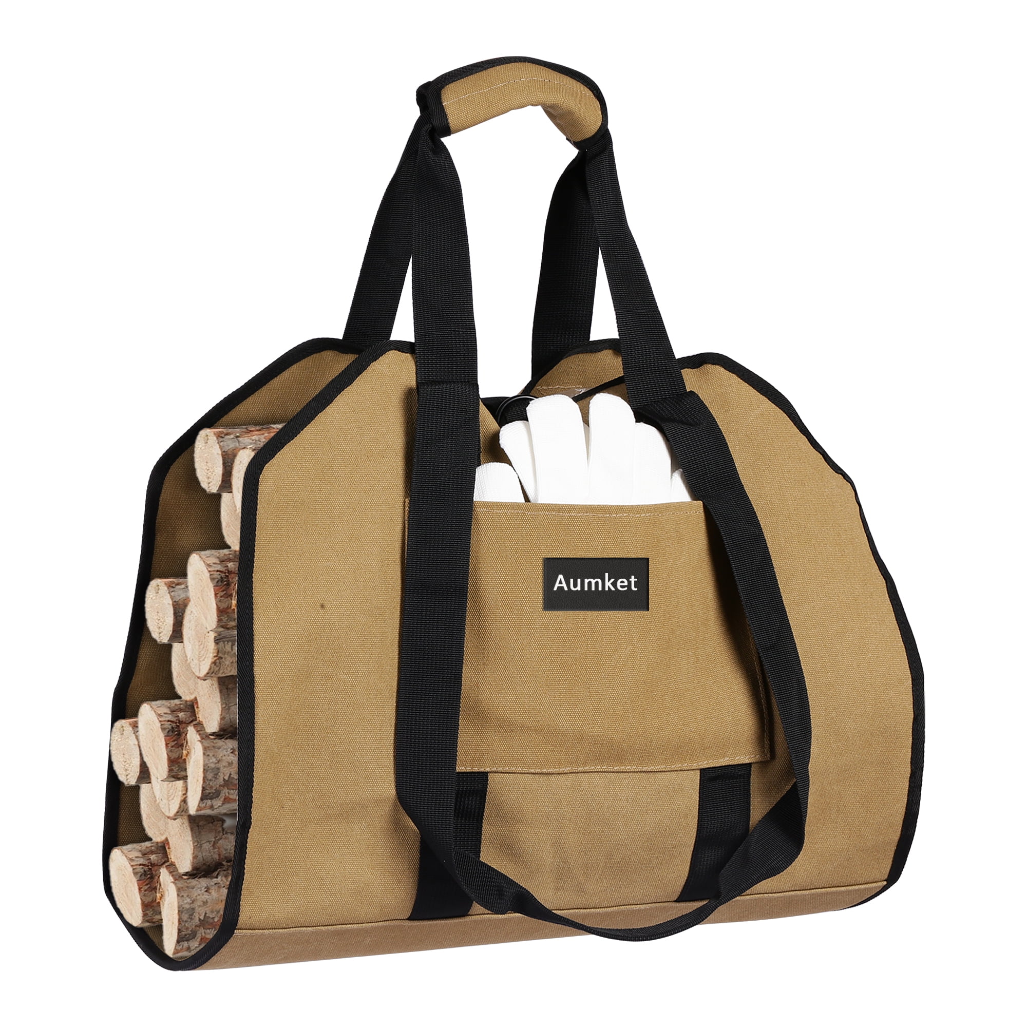 Aumket Fireplace Carrier Firewood Canvas Log Bag Outdoor Large with