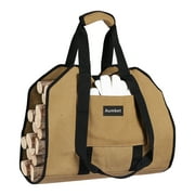 Aumket Fireplace Carrier Firewood Canvas Log Bag Outdoor Large with Handles Security Strap Camping Indoor Holder Birchwood Stand