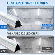 CNSUNWAY T8 2ft LED Shop Light Connectable, 28W 6000K 4200LM, D Shape 2 Pack