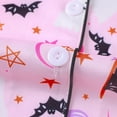 thumbnail image 4 of SIYUDAN Toddler Halloween Pajamas Toddler Ghost Pumpkin Print Satin Pajamas Girls Short Sleeve Button Down Loungewear with Shorts Set Size 3-4 Years Girls Pajamas, 4 of 8