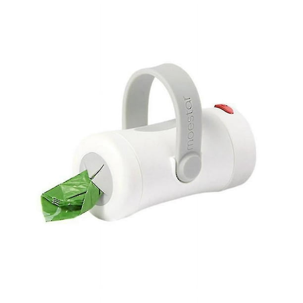 Dispensador de bolsas para excrementos de perro con 10 bolsas de basura y linterna LED brillante para correas de perro