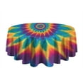 thumbnail image 5 of Colorful Tie Dye Mandala Pattern Round Tablecloth 60"x60",Wrinkle Wipeable Table Cloth for Kitchen Dining Room Picnic Patio Party, 5 of 6