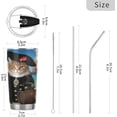 thumbnail image 3 of SKYSONIC Nautical Cat Tumbler Stainless Steel Double Wall Vacuum Reusable Insulated Mug with Straw and Built-in Coaste for Cold and Hot Beverages, 12oz, 3 of 7