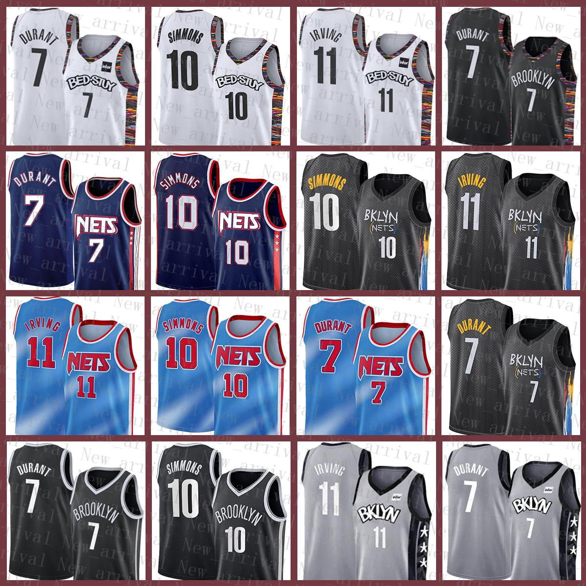 NBA_ Brooklyn''Nets''Men Basketball Jersey 7 11 10 Gold Kevin Durant Kyrie  Irving Ben Simmons 639 