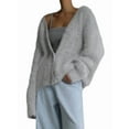 thumbnail image 1 of Cárdigan de Mujer, Suéter de Larga, Cárdigan con Botones y Cuello en V, Prenda de Punto de Moda. Gris S, 1 of 10