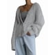 thumbnail image 1 of Cárdigan de Mujer, Suéter de Larga, Cárdigan con Botones y Cuello en V, Prenda de Punto de Moda. Gris S, 1 of 10