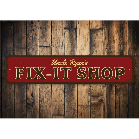 Fix it Shop Novelty Decor, Metal Wall Sign - 4x18 Inches