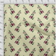 thumbnail image 3 of oneOone Silk Tabby Light Yellow Fabric Leaves & Floral Block Sewing Craft Projects Fabric Prints By Yard 42 Inches Wide, 3 of 4