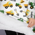 thumbnail image 3 of Oversized Wearable Blanket Hoodie,Cartoon Tractors Fences White Pattern Sherpa Blanket Hoodie with Super Pockets,Super Warm Fuzzy Pullover for Women & Men, 3 of 6
