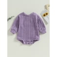 thumbnail image 3 of xiaxaixu Baby Fall Romper Fuzzy Long Sleeve Round Neck Solid Color Bodysuit Infant Winter Outfit, 3 of 9