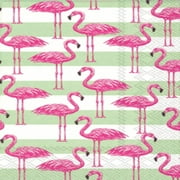Flamingo Stripe Party Napkins - 32 Count Set of 16CT Buffet Dinner and Guest Bathroom Towels for Vibrant Entertaining and Stylish Home Decor