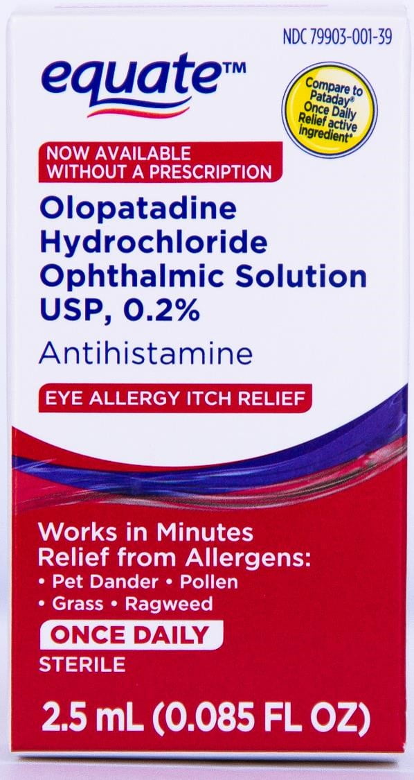 Equate Olopatadine 0.2 Ophthalmic Eye Drops for Eye Allergy Itch