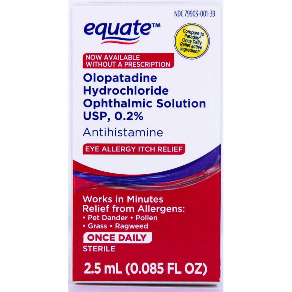 Equate Olopatadine 0.2 Ophthalmic Eye Drops for Eye Allergy Itch