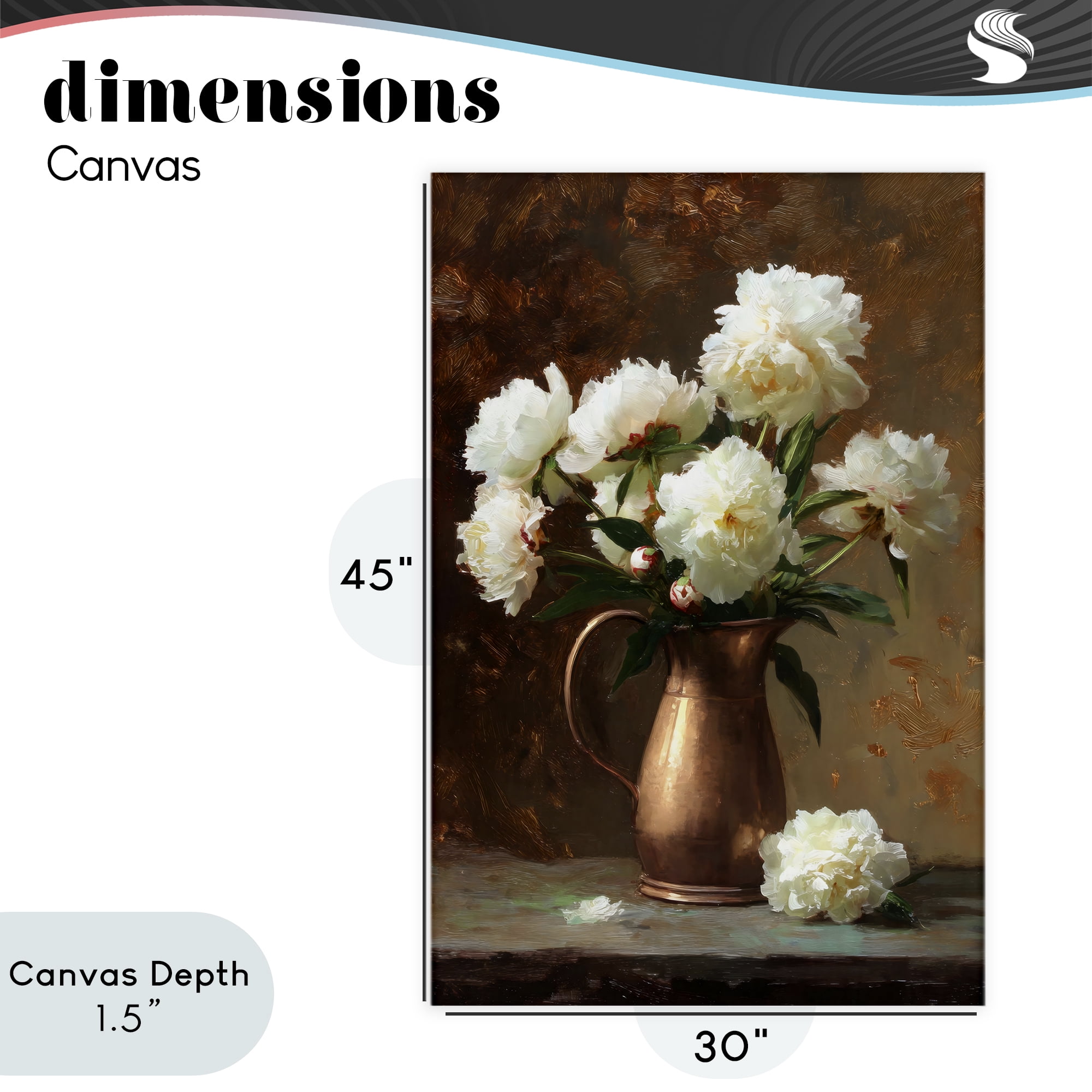 Stupell Industries Bronze Vase Peonies Canvas Wall Art, design by Petal Prints Design