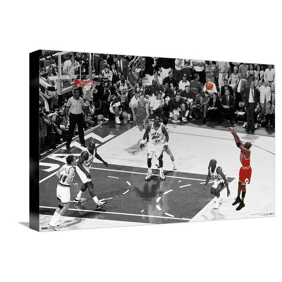 Michael Jordan - The Shot Horizontal Canvas Wall Poster, 14.725" x 22.375"