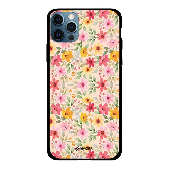 Motif Floral Glass Case Cover For iPhone 12 Pro Max - Default Title